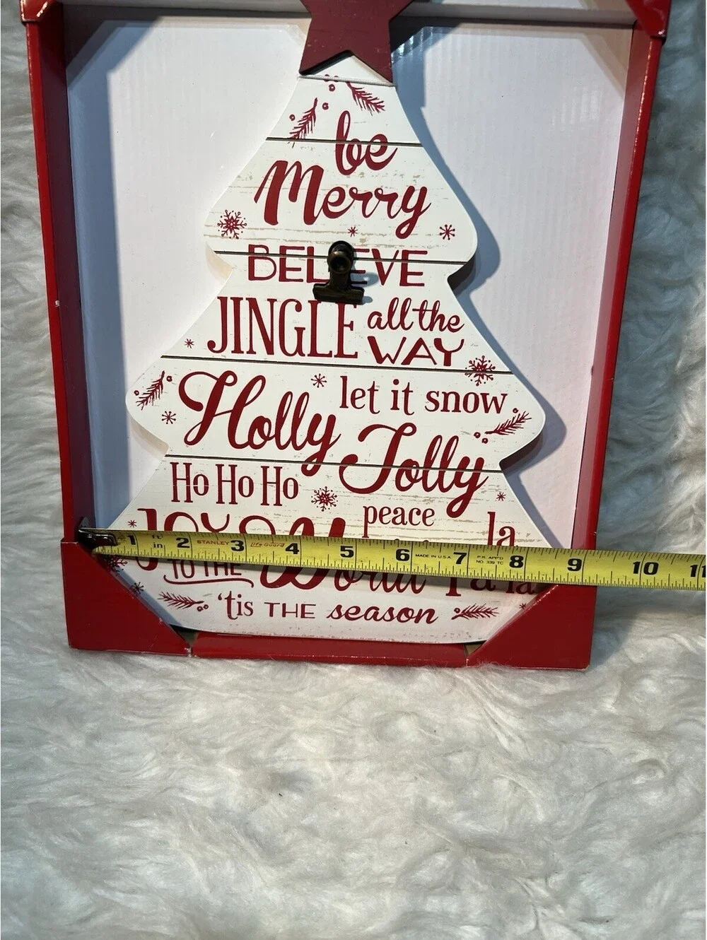 Malden Christmas Tree Holds A 4x6 Picture; Be Merry,  Believe, Joy To The World